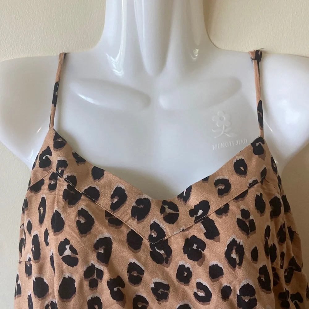 A New Day spaghetti strap animal print blouse, S blk/brwn - Picture 4 of 6